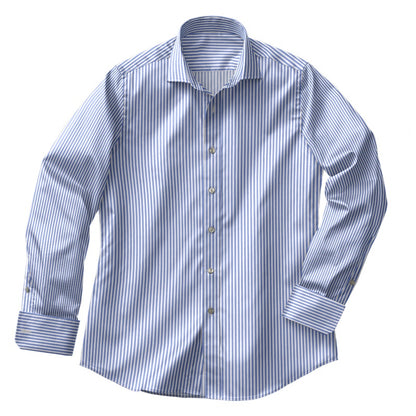 Classic Poplin Shirt Blue with White Stripe